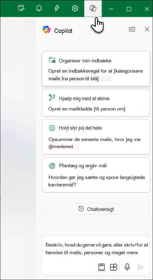 Ruden Copilot-chat i Outlook.