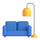Emoji med Teams-sofa og -lampe