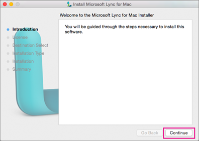 Følg instruktionerne i Lync til Mac-installationsprogrammet.