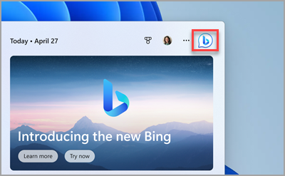 Den nye Bing Åbn i Edge-knap i søgefeltet Windows 11 på proceslinjen.