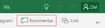 Tilføj en kommentar i Excel Mobile til Windows 10