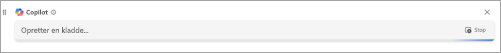 Skærmbillede, der viser Copilot generere indhold, fremhæver stopikonet eller X