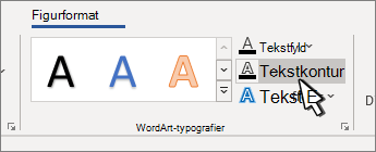 Tekstkontur markeret i WordArt-typografier