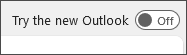 Skærmbillede af Til/fra-knappen Prøv det nye Outlook