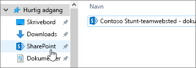 Synkroniseret SharePoint-mappe på din pc med SharePoint markeret