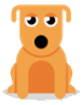 Et eksempel på et klistermærke, der er en simpel illustration af en hund.