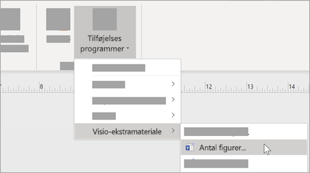 Under fanen Vis skal du vælge Add-Ons > Visio Extras > Talfigurer for at tilføje talformatering.