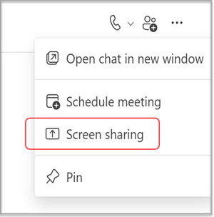 Del din skærm i en MS Teams-chat