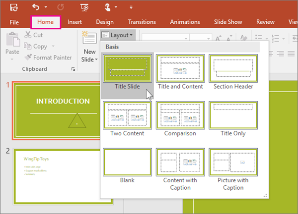 Layout for PowerPoint-slide