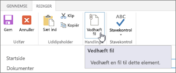 Klik på element for at tilføje vedhæftede filer