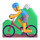 Emoji med teams-mand, der cykler på mountainbike