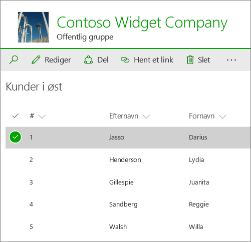 Liste i SharePoint Online