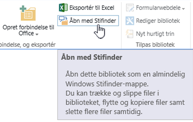 Åbn med Stifinder i SharePoint 2016 i IE11