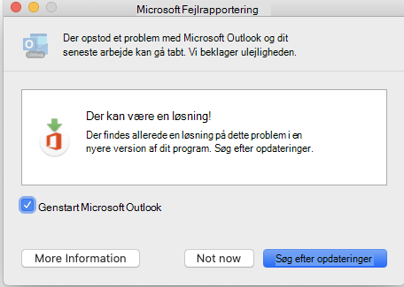 Microsoft Fejlrapporterings-vindue.