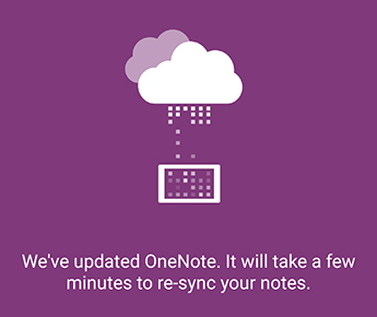 Synkroniser skærm i OneNote til Android
