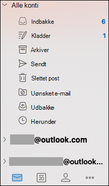 Samlet indbakke i Outlook til Mac.