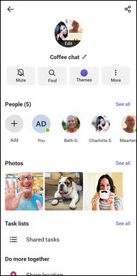 Aktivitet med nye Android-chatoplysninger i Teams