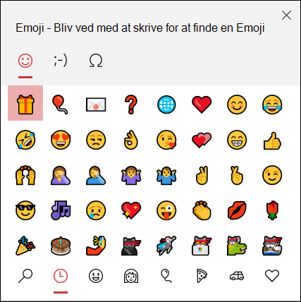 Brug emojivælgeren til Windows 10 til at indsætte en emoji.
