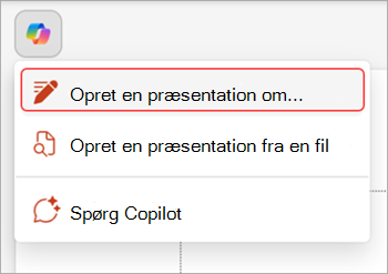 Skærmbillede af Knappen Copilot over PowerPoint-slide.