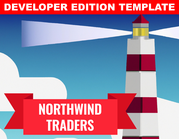 Billede af databaselogoet Northwind Traders Developer Edition, der viser et fyrtårn