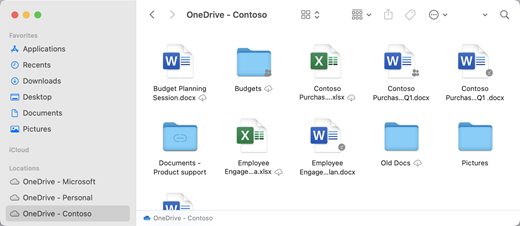 OneDrive mapper vises under "Placeringer" i ruden til venstre.