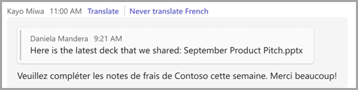 Vælg at oversætte eller aldrig oversætte meddelelser.
