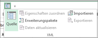 Klicken Sie auf der Symbolleiste für den Schnellzugriff auf 'XML'.
