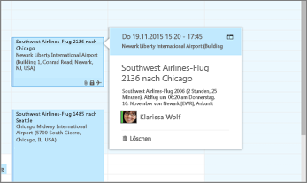 Screenshot von Outlook mit Fluginformationen