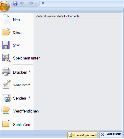 Dateioptionen in Excel 2007