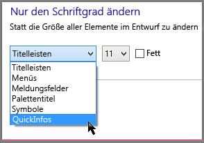 Formateinstellungen für Windows 8-QuickInfos