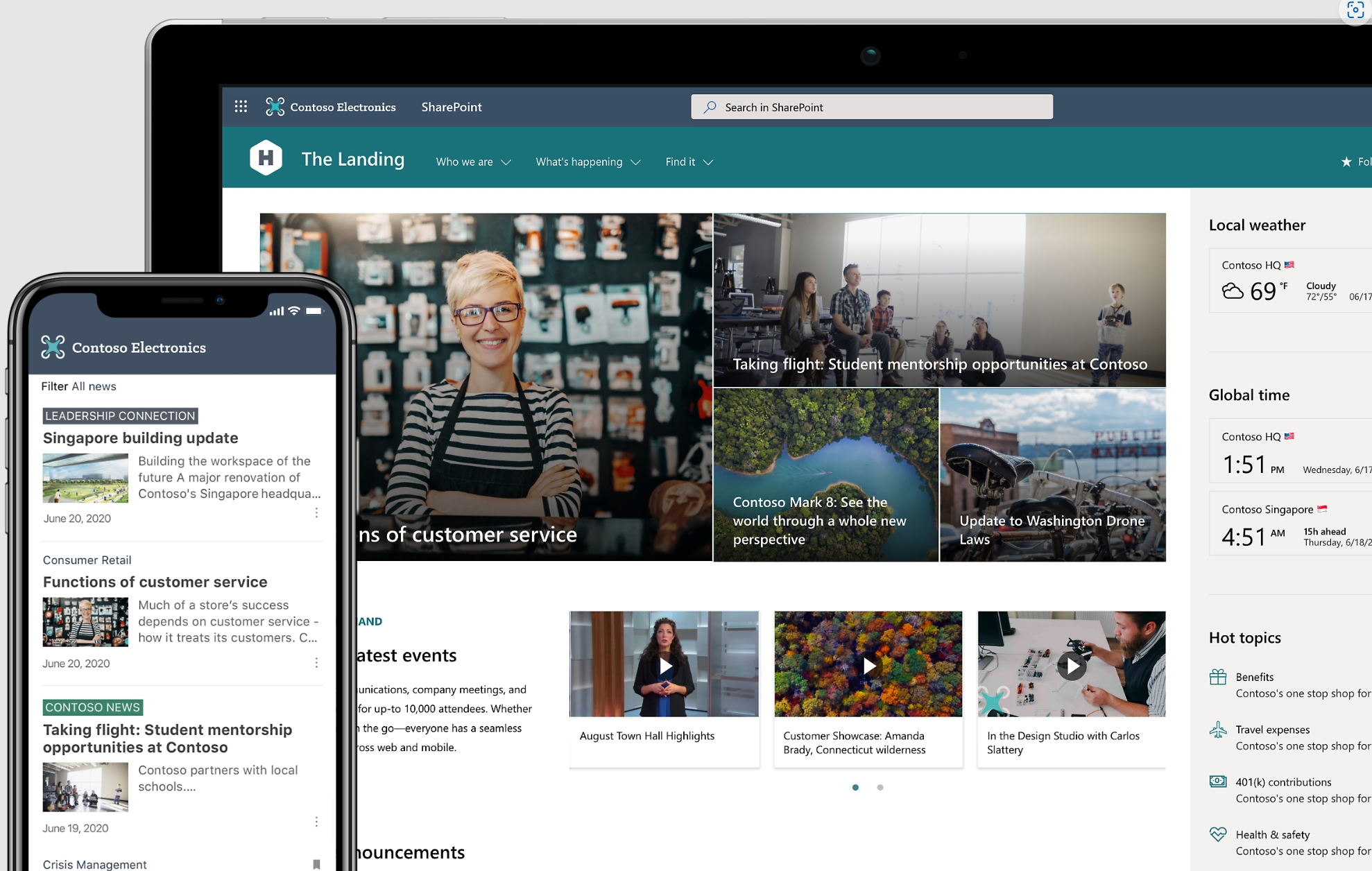 Bildschirme der SharePoint-App auf Desktop- und mobilen Geräten