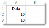 Daten in den Zellen A3 und A3 auf einem Excel-Arbeitsblatt