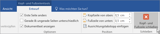 Hinzufügen von Seitenzahlen in Word - Word