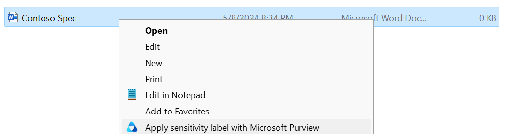 Anwenden der Vertraulichkeitsbezeichnung mit Microsoft Purview im Datei-Explorer