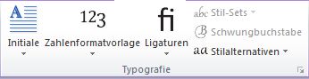 Gruppe 'Typografie' in Publisher 2010