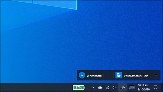Das Windows Ink-Arbeitsbereich mit den Optionen "Whiteboard" und "& Skizzieren"
