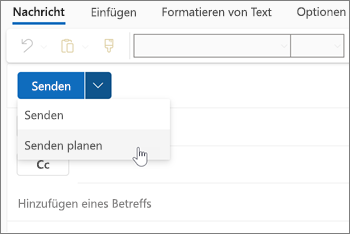 Verwenden des Sendezeitplans im neuen Outlook für Windows
