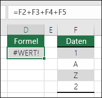 Ermitteln von Fehlern in Formeln #WERT!-Fehler