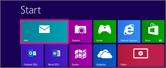 Windows 8-Startseite mit Mail-Kachel