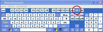 Windows-Bildschirmtastatur mit ROLLEN-TASTE