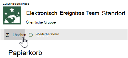 Schaltfläche "Element löschen" in SharePoint Online-Papierkorb