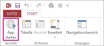 Schaltfläche 'App starten' auf der Registerkarte 'Start'.