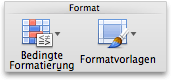 Excel-Gruppe "Format" mit angepasster Größe