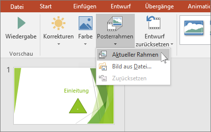 shows poster frame video option in powerpoint