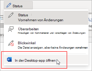 Abbildung des Befehls "In Desktop-App öffnen"