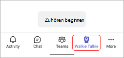 Das Walkie Talkie-Symbol in der Teams-App-Leiste