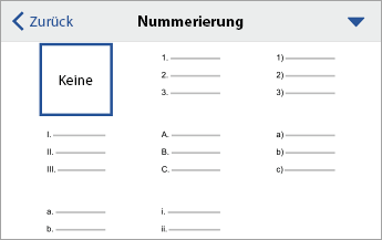 Erweiterter Befehl "Nummerierung" mit Formatierungsoptionen