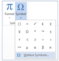 Klicken Sie im Menü "Symbol" auf "Weitere Symbole".