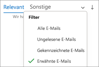 Filtern nach „Erwähnte E-Mail“ in Outlook für Windows