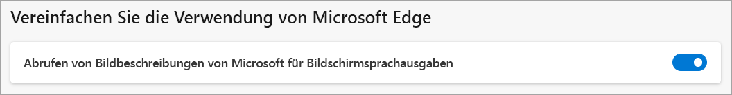 Microsoft Edge-Menüeinstellung für „Bildbeschreibungen abrufen“.